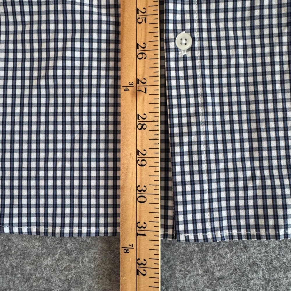Mizzen+Main XL Trim Fit Blue White Gingham Men's Leeward Collection Dress Shirt - Picture 9 of 10